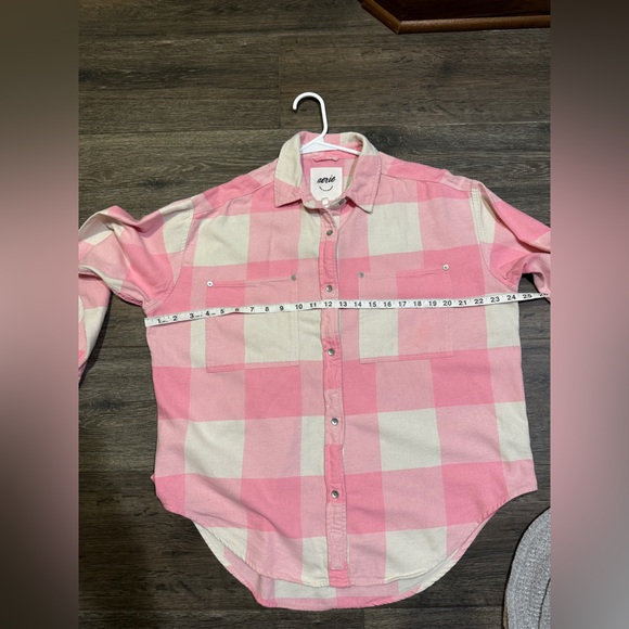Aerie Pink and Cream Checkered flannel Shirt - Picture 7 of 7
